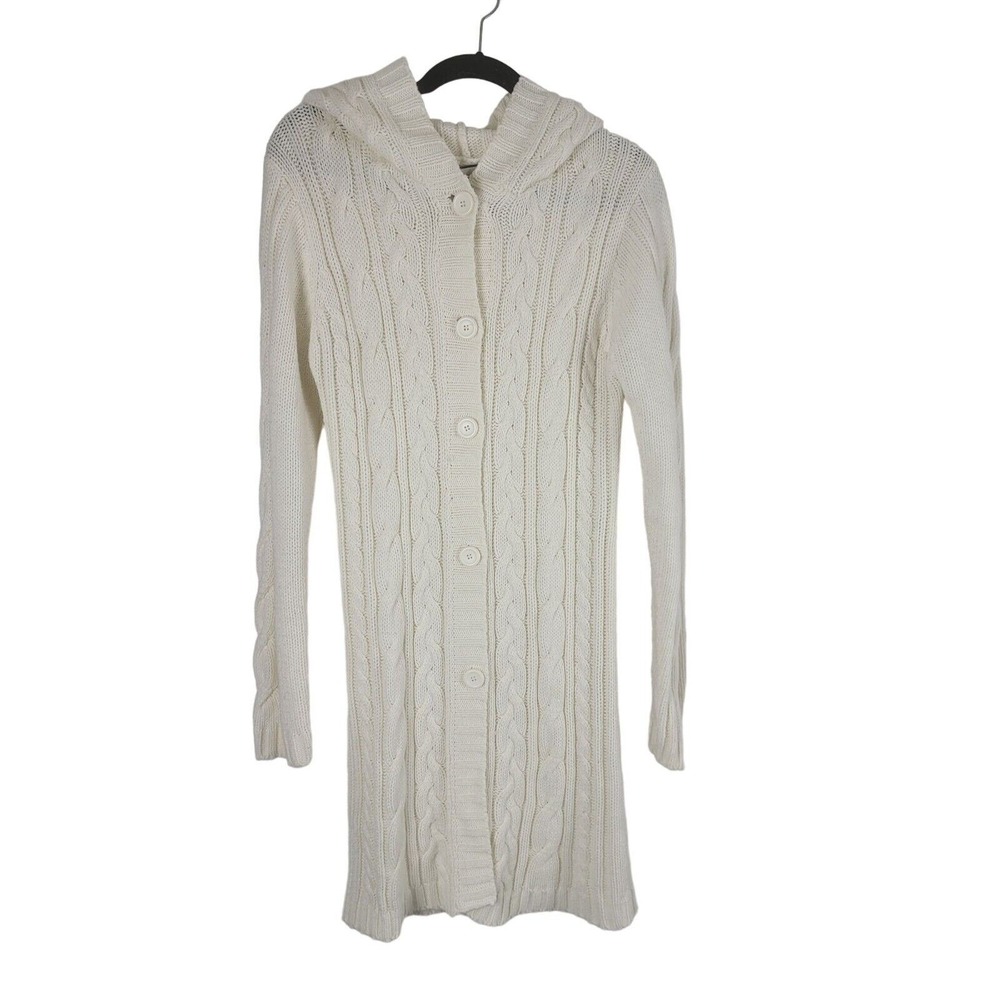 The Great American Sweater Co Cardigan Sweater L Womens White Long Sleeve